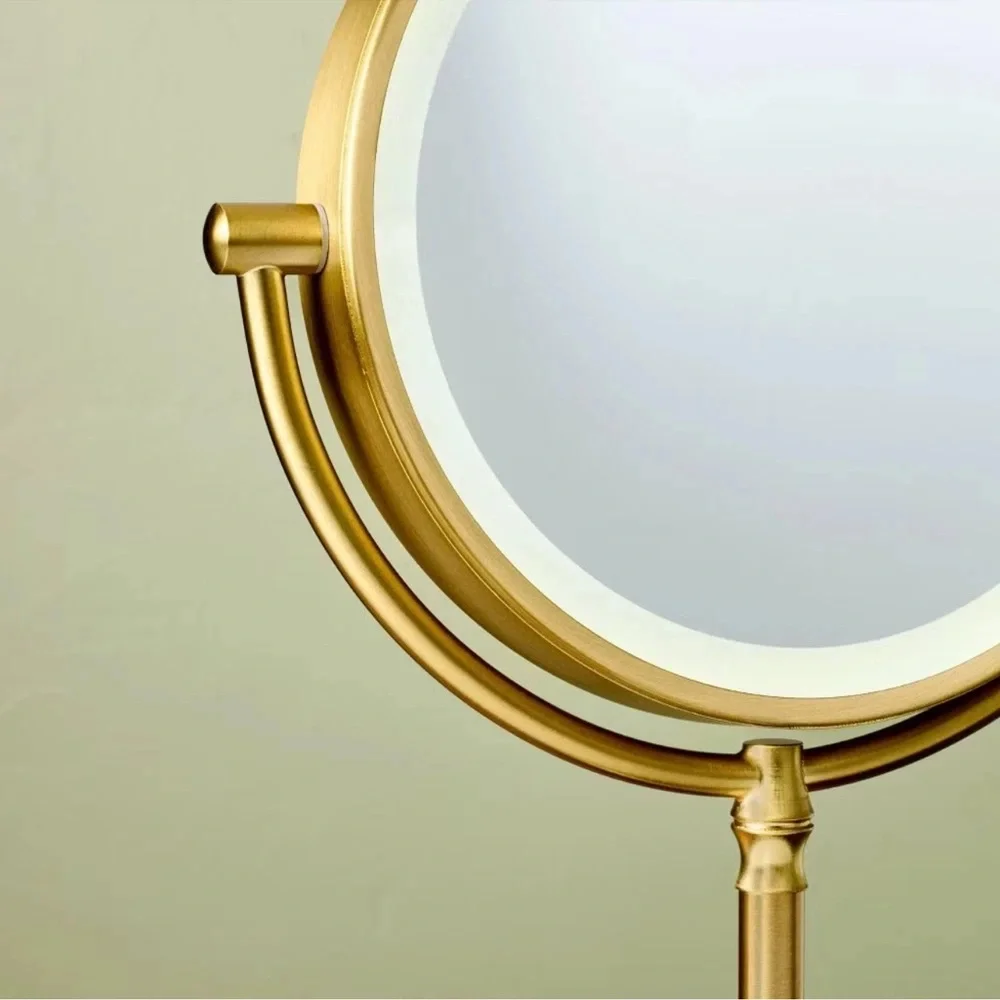 Hearth & Hand Rechargeable 3x Magnification Gold LED Lights Vanity Mirror Brass